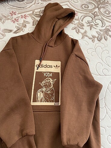 Kahverengi Kapşonlu Adidas Yoda Sweat