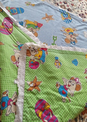 Renkli Nakışlı Çocuk Battaniyesi penye kumaştır - Görsel 6