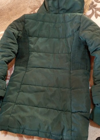 Kürk Detaylı Yeşil kız çocuk Kışlık Mont - Görsel 9