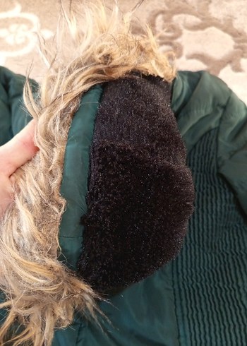 Kürk Detaylı Yeşil kız çocuk Kışlık Mont - Görsel 6