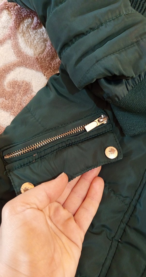 Kürk Detaylı Yeşil kız çocuk Kışlık Mont - Görsel 2