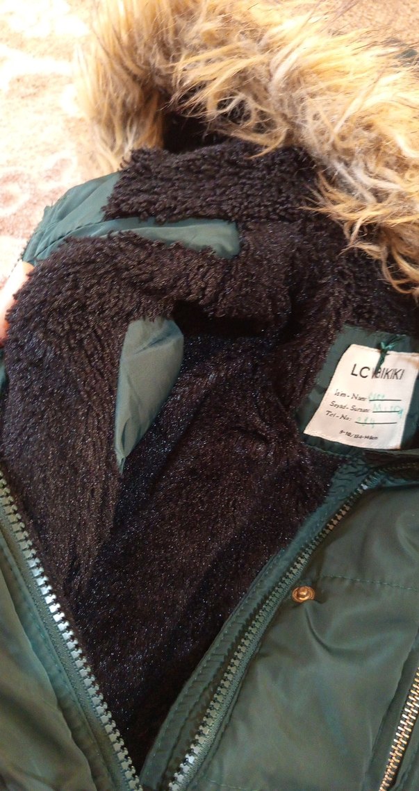 Kürk Detaylı Yeşil kız çocuk Kışlık Mont - Görsel 5