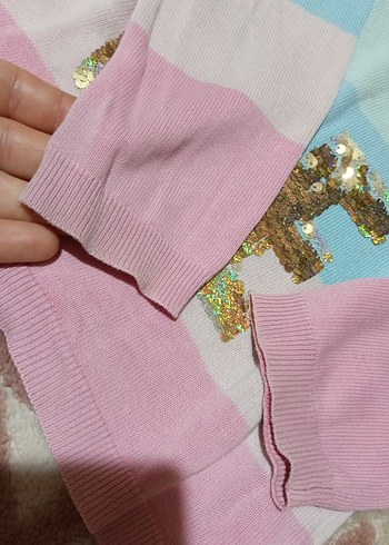 Kız Çocuk Renkli Uzun Kollu Payetli Tişört - Görsel 6