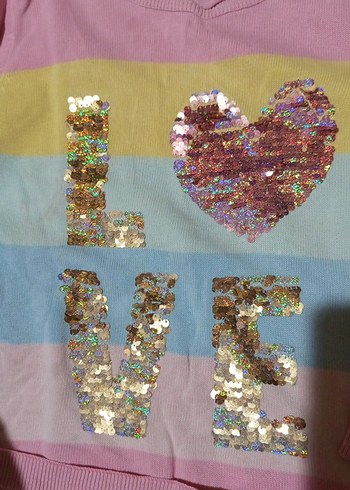 Kız Çocuk Renkli Uzun Kollu Payetli Tişört - Görsel 8