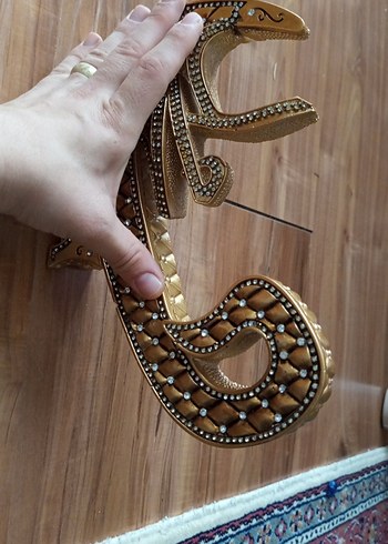 Parlak Altın Renkli   vav Muhammed süsü - Görsel 10