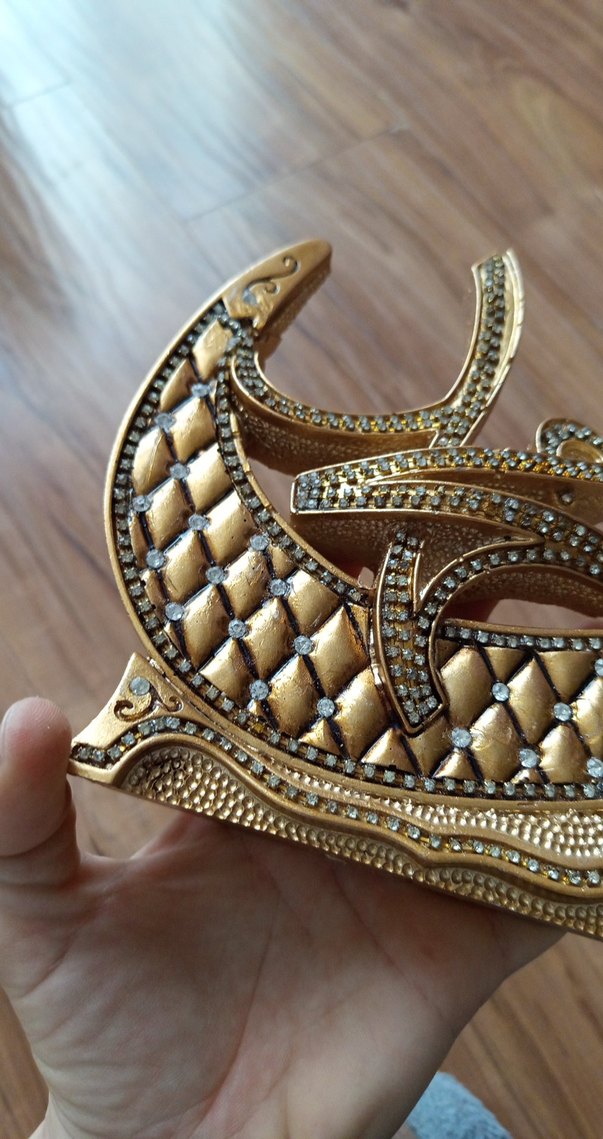 Parlak Altın Renkli   vav Muhammed süsü - Görsel 3