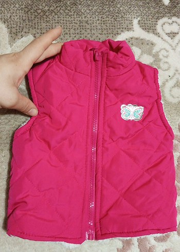 Kız Çocuk Pembe Kürklü Nakışlı Yelek - Görsel 3