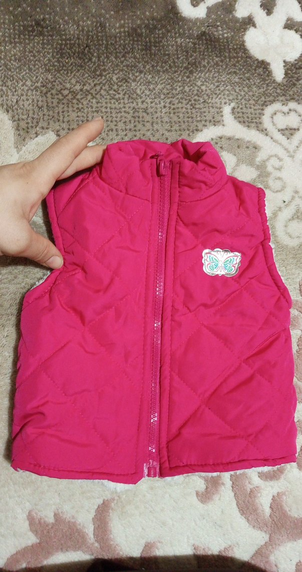 Kız Çocuk Pembe Kürklü Nakışlı Yelek - Görsel 3