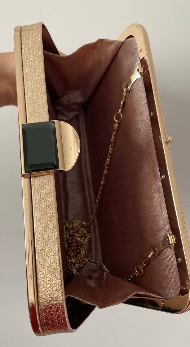 Bordo Süet Tokalı Kadın Portföy Çanta - Görsel 3