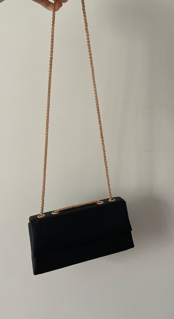 Zincir Detaylı Siyah Abiye Kadın Çanta - Görsel 2