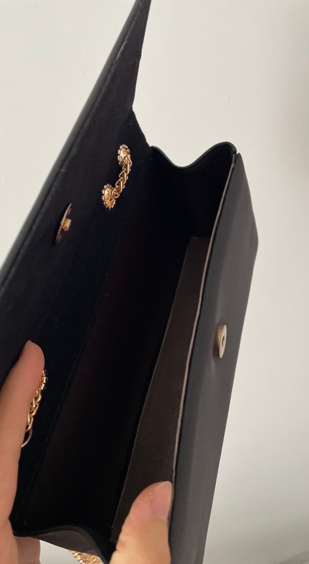 Zincir Detaylı Siyah Abiye Kadın Çanta - Görsel 4