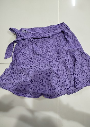 Mor Volanlı Mini Etek