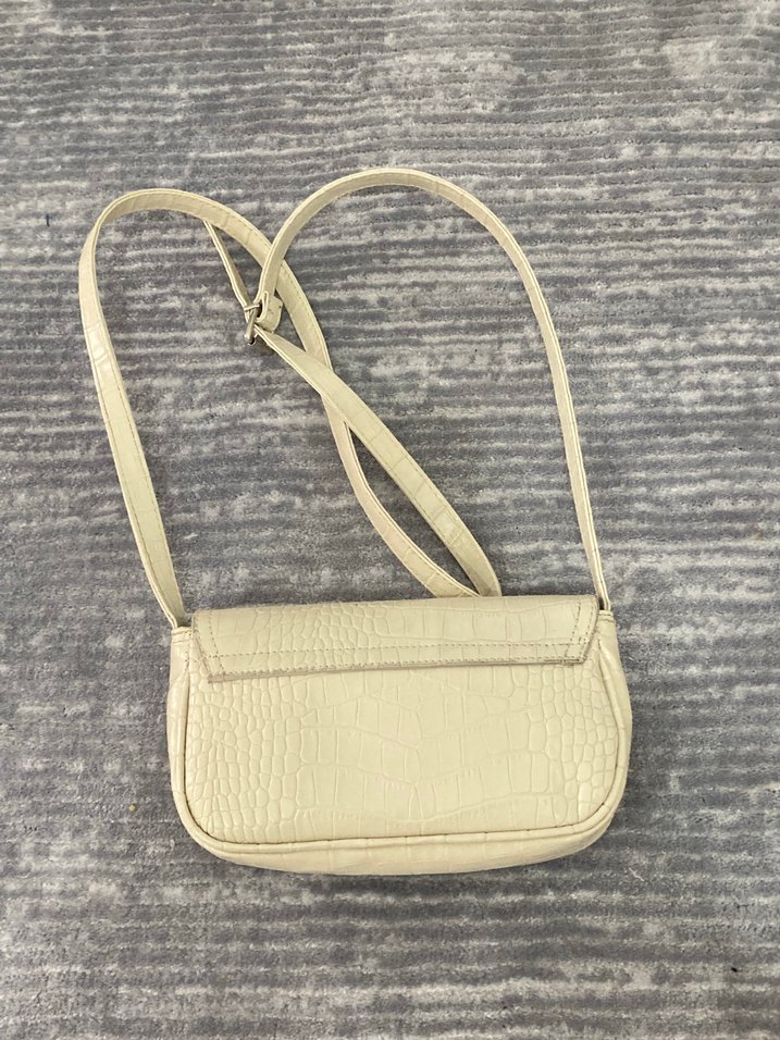 Beyaz Deri Yılan Desenli Kadın Çanta - Görsel 2