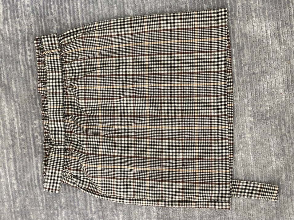 Kemerli Kahverengi Ekose Mini Etek - Görsel 2