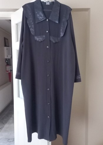 Uzun Kollu gri Kadın Elbisesi - Görsel 4