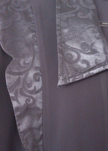 Uzun Kollu gri Kadın Elbisesi - Görsel 3