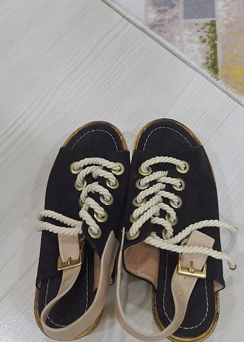 Siyah Bağcıklı Kadın Dolgu Topuk Espadril - Görsel 4