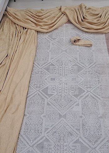 İşlemeli Bej Parlak Fon Perde - Görsel 4