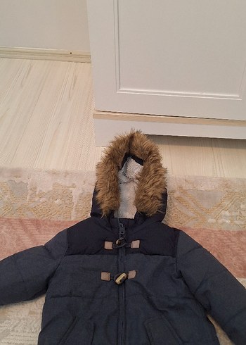 Kürklü Kapüşonlu Erkek Çocuk lacivertMont - Görsel 4