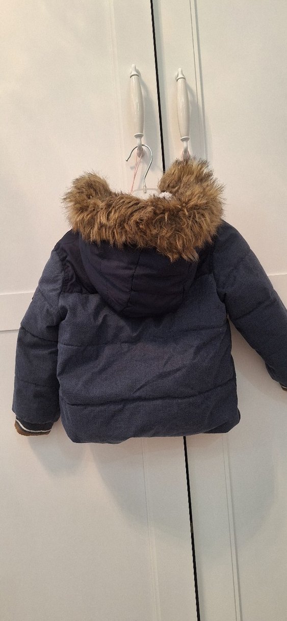 Kürklü Kapüşonlu Erkek Çocuk lacivertMont - Görsel 3