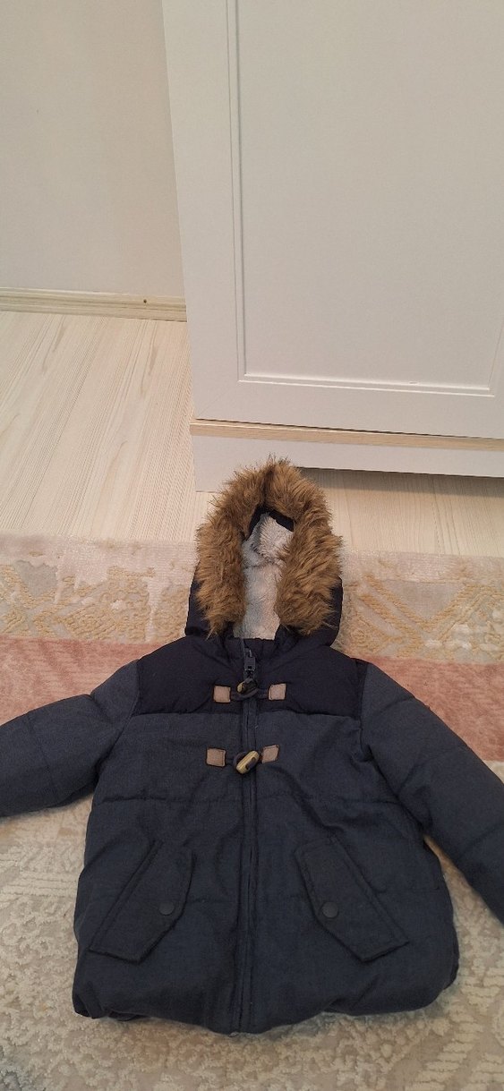 Kürklü Kapüşonlu Erkek Çocuk lacivertMont - Görsel 4