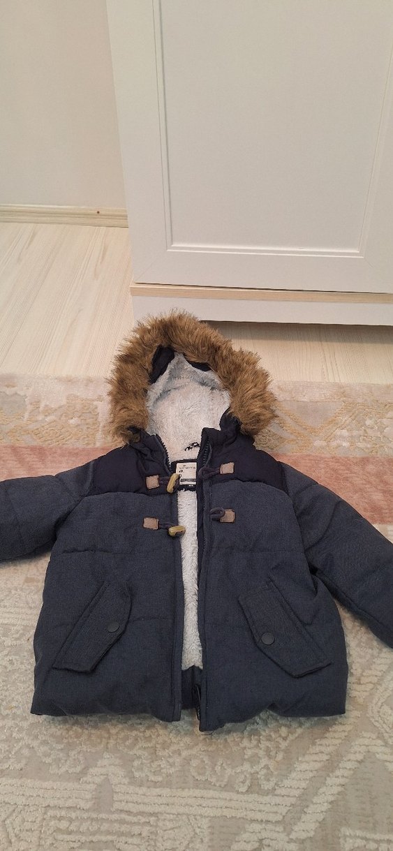 Kürklü Kapüşonlu Erkek Çocuk lacivertMont - Görsel 5