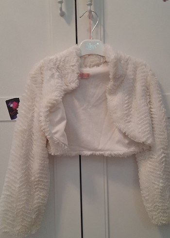 Kız Çocuk Beyaz Kürk Detaylı Bolero - Görsel 2