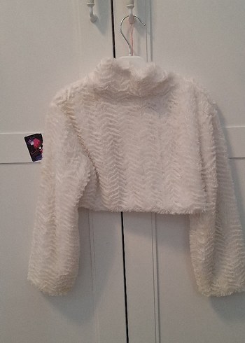 Kız Çocuk Beyaz Kürk Detaylı Bolero - Görsel 3