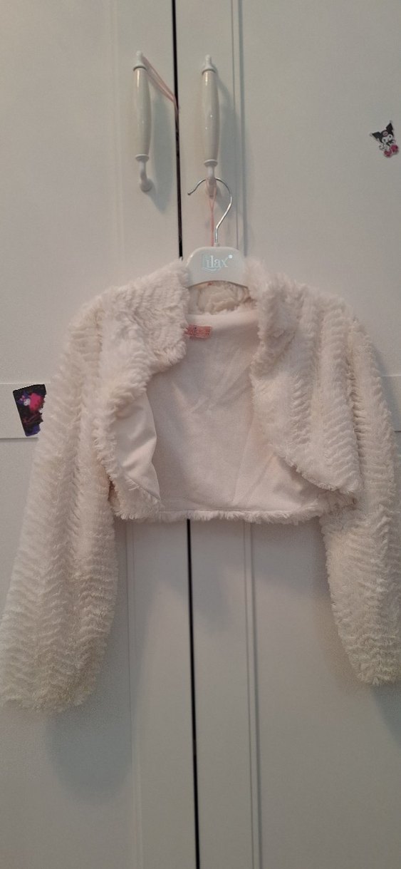 Kız Çocuk Beyaz Kürk Detaylı Bolero - Görsel 2