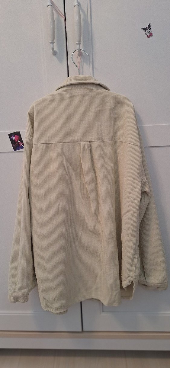 Bej Kiz Keten  kadife Gömlek - Görsel 4