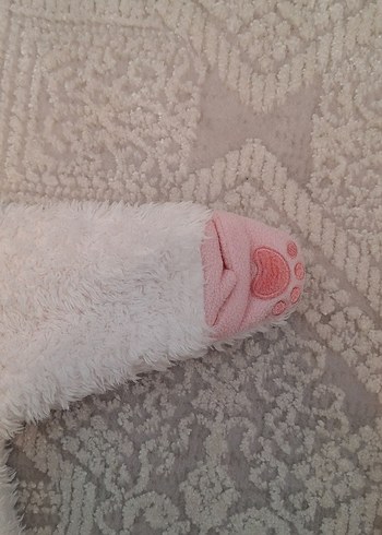 Kız Bebek Beyaz Peluş Kapüşonlu Tulumu - Görsel 3