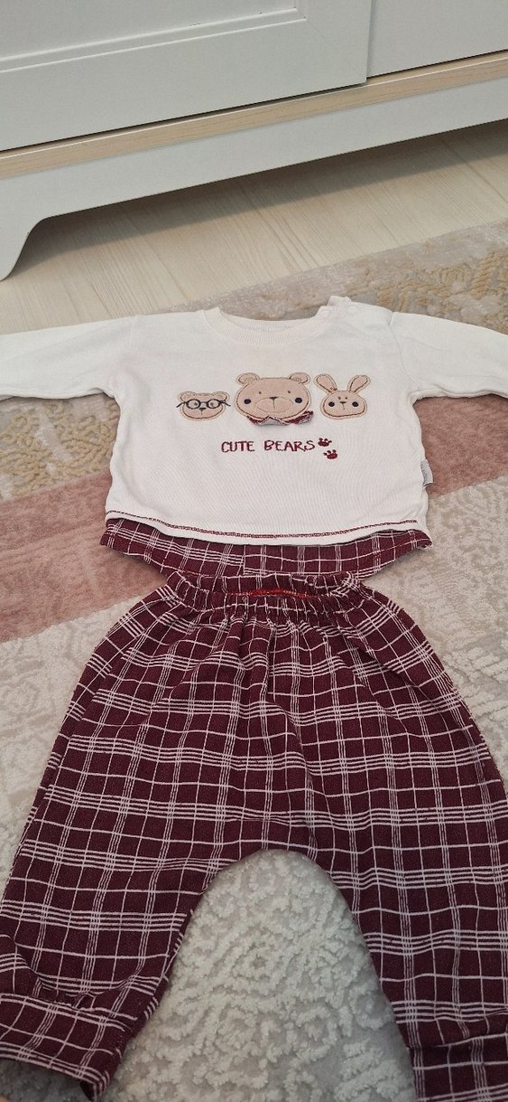 uniseks cocuk Uzun Kollu Örme Beyaz Tişört - Görsel 2