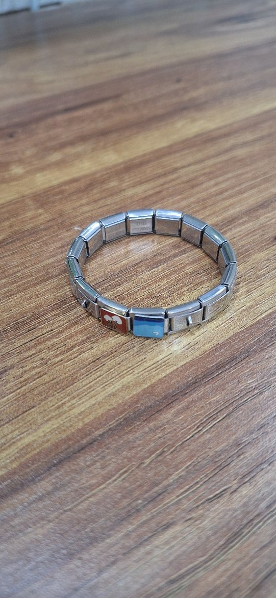 Gri ve Turkuaz Boncuklu çocul bileklik - Görsel 2