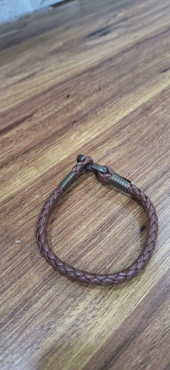 Erkek Kahverengi Örgülü Deri Bileklik - Görsel 2