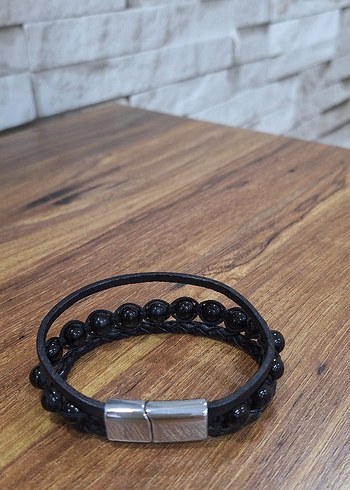 Erkek Siyah Minimalist Bileklik - Görsel 3