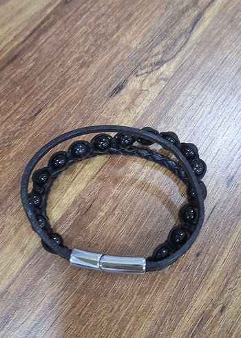 Erkek Siyah Minimalist Bileklik - Görsel 2