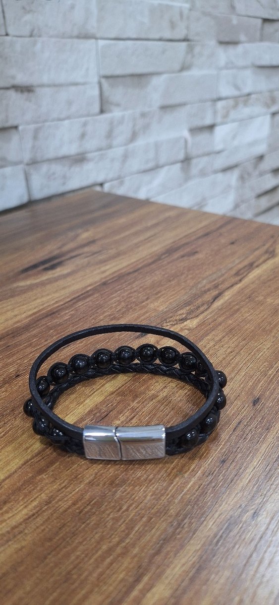 Erkek Siyah Minimalist Bileklik - Görsel 3