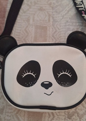 Tokalı Beyaz Panda Desenli kiz cocuk Çanta - Görsel 2