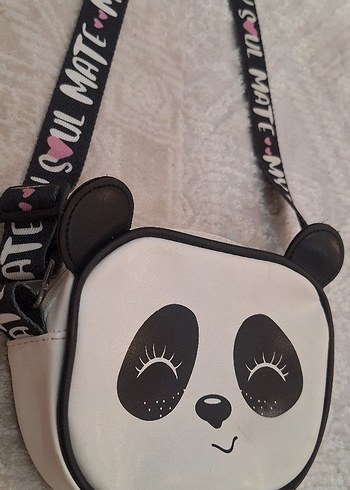 Tokalı Beyaz Panda Desenli kiz cocuk Çanta - Görsel 3