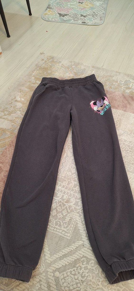 Kız Çocuk Gri Kapüşonlu Sweatshirt ve Eşofman - Görsel 3