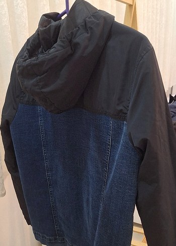 Siyah ve Koyu Mavi Erkek kot Ceket - Görsel 7