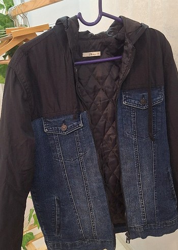 Siyah ve Koyu Mavi Erkek kot Ceket - Görsel 2