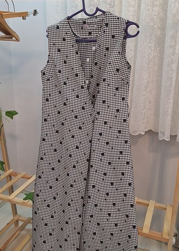 Düğmeli, V Yaka, Kolsuz ceket - Görsel 2