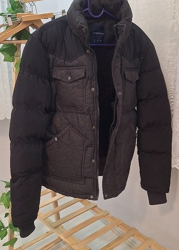 Düğmeli Gri Erkek Midi Mont - Görsel 2