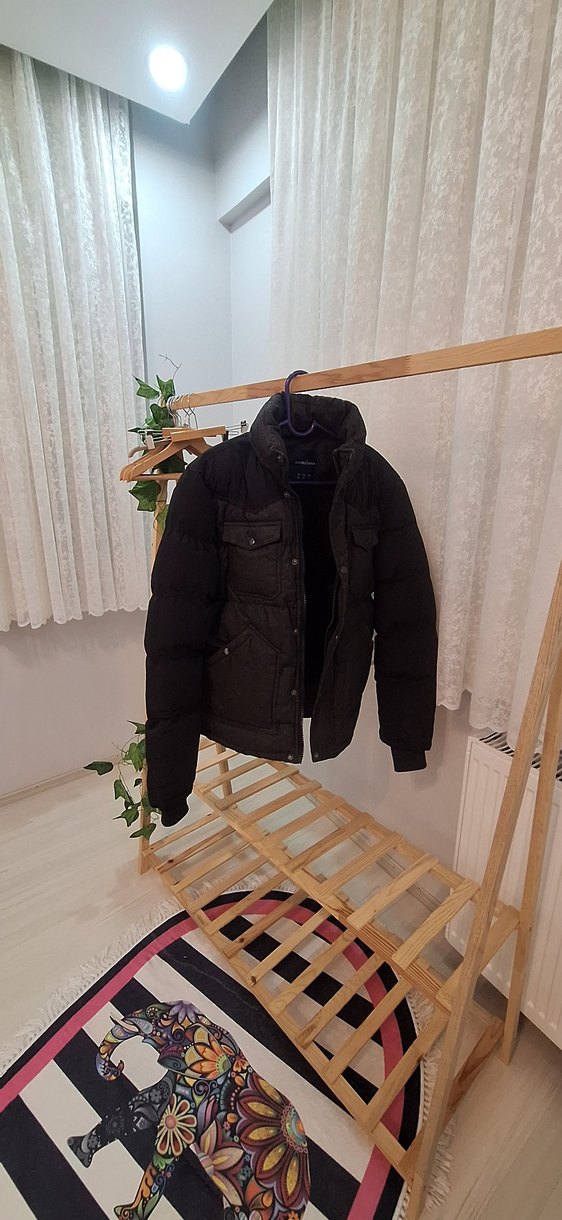 Düğmeli Gri Erkek Midi Mont - Görsel 3