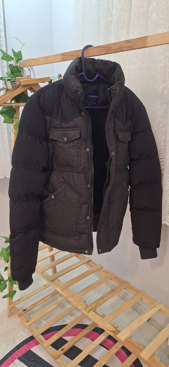 Düğmeli Gri Erkek Midi Mont - Görsel 2