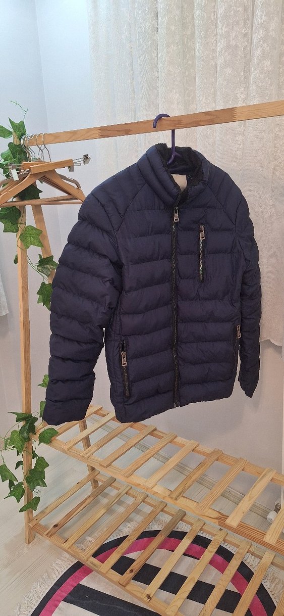 Erkek Lacivert Fermuarlı Mont - Görsel 3