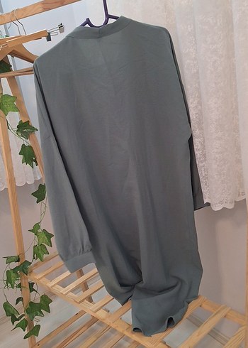 Düğmeli yesil Kadın Uzun Keten Tunik - Görsel 5