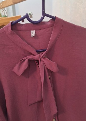 Mor Düğmeli Uzun Kollu Salaş Tunik - Görsel 4