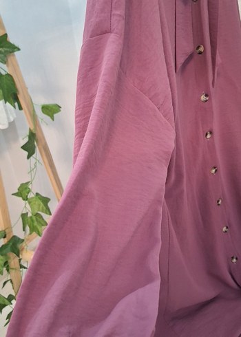 Mor Düğmeli Uzun Kollu Salaş Tunik - Görsel 5